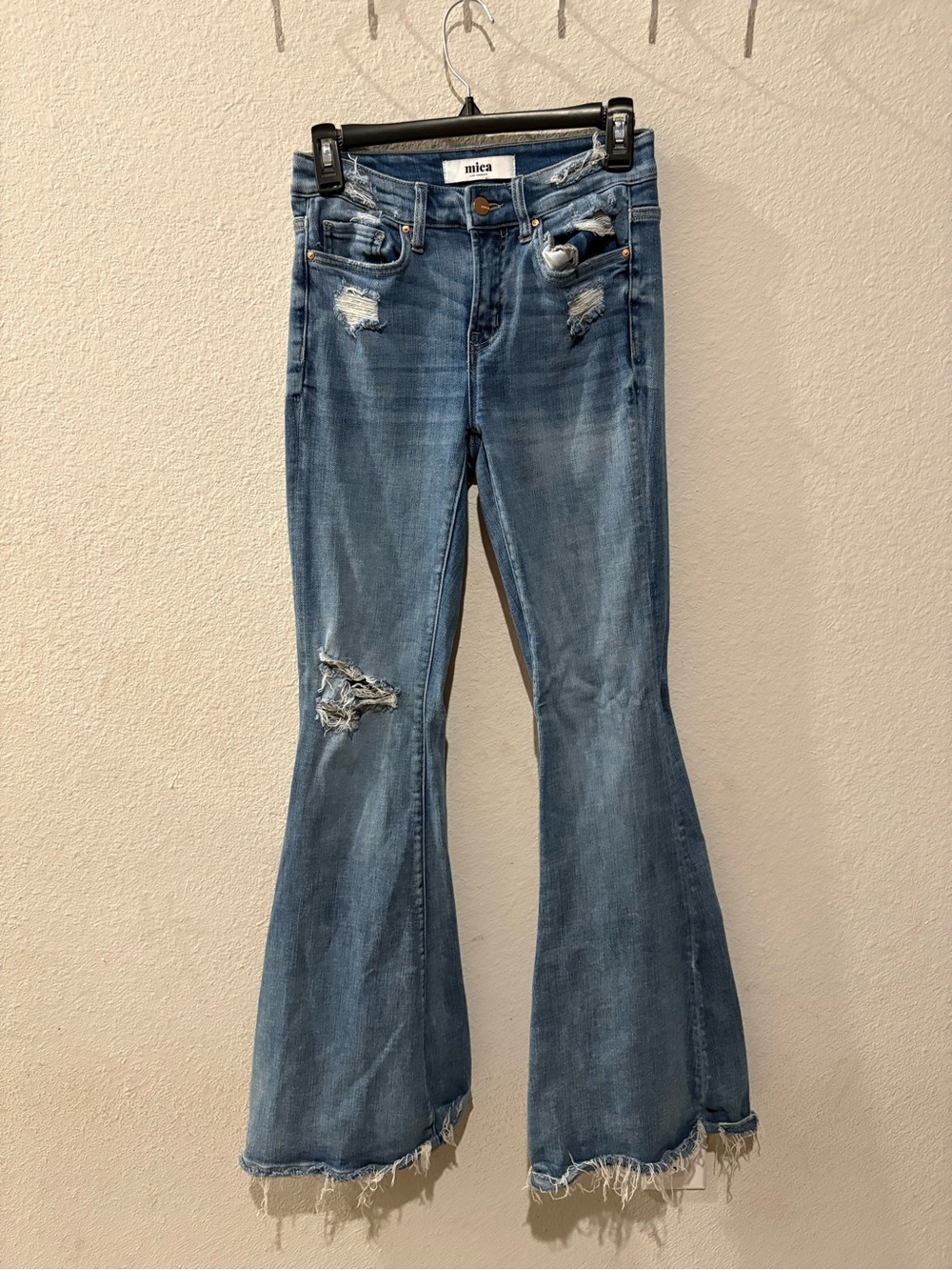 Mica Medium Blue Distressed Flare Jeans for Women